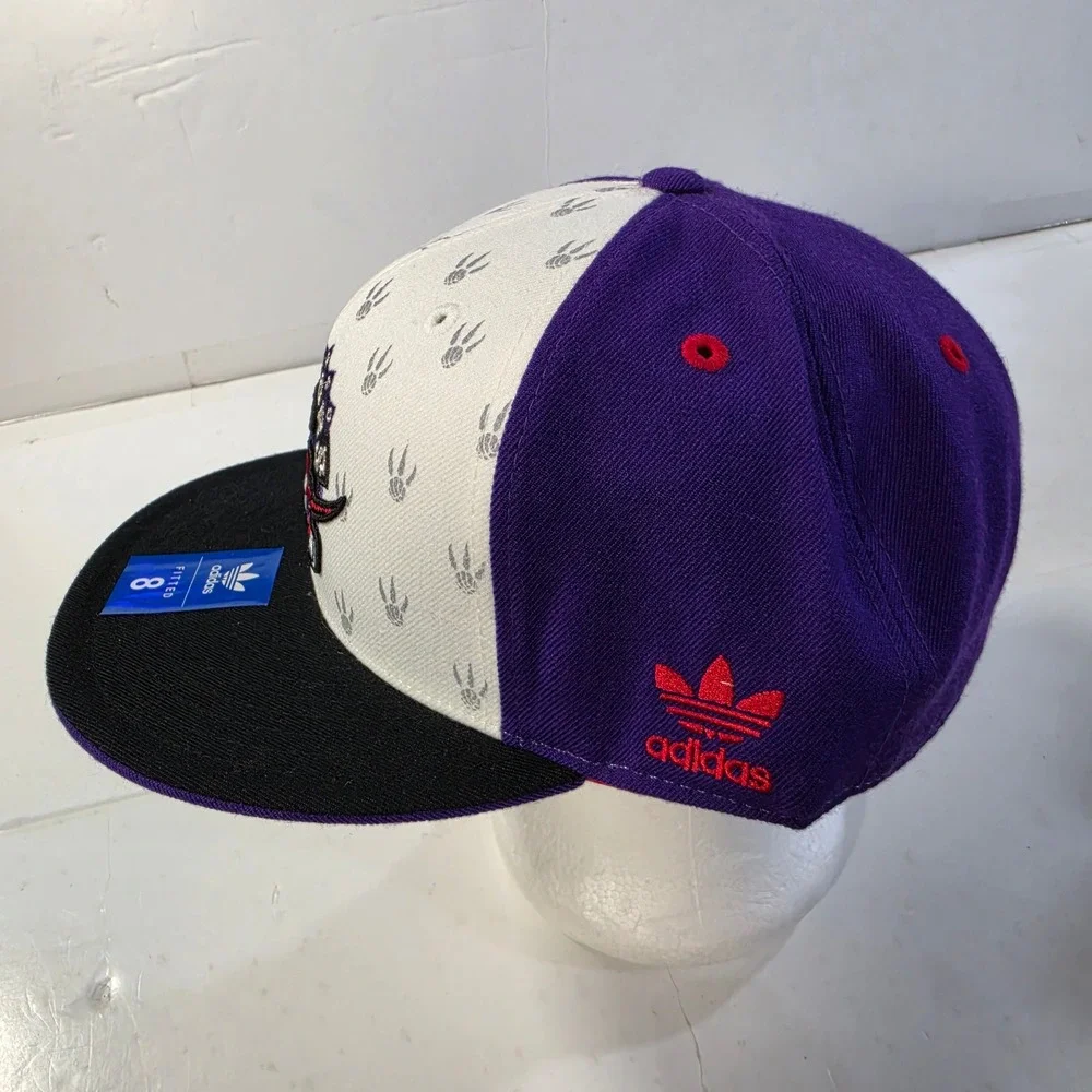 NWT Adidas Toronto Raptors NBA Fitted Hat Size 8 Purple White Black Wool Cap